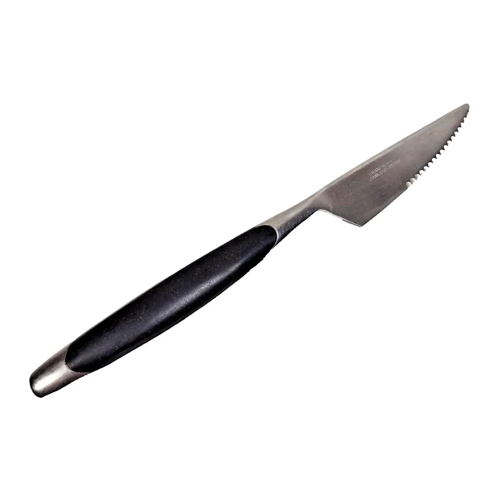 Vintage Brandware Stainless Steel Serrated Steak Knife Japan Black Handle